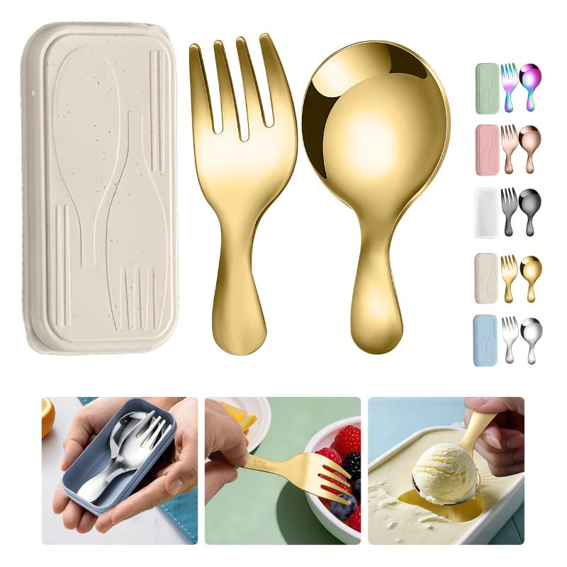 Camping Cooking Cutlery Set - Stainless Steel Tableware Set Spoon Fork