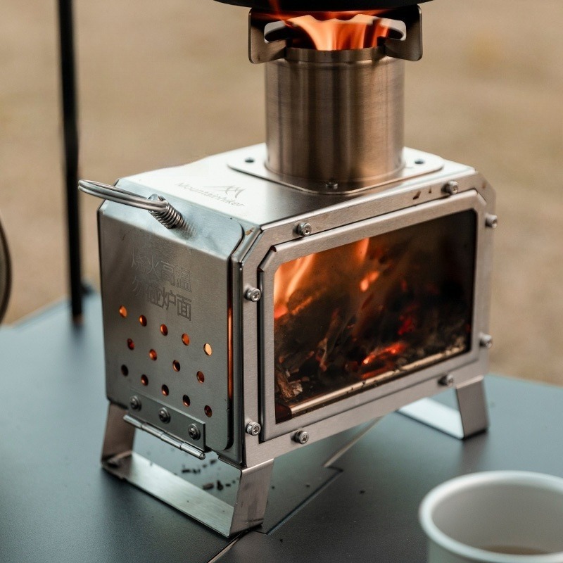 Camping Cooking In Forest - Stainless Steel Heating Stove Keep Warm