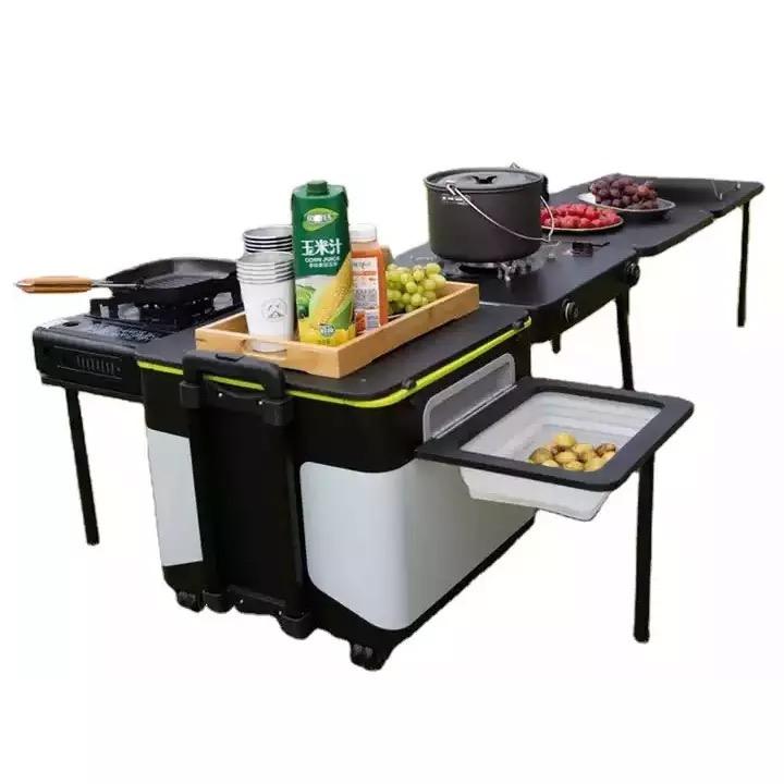 Camping Cooking Bench - Multi-functional Integrated Bench Glamping Set Outdoor