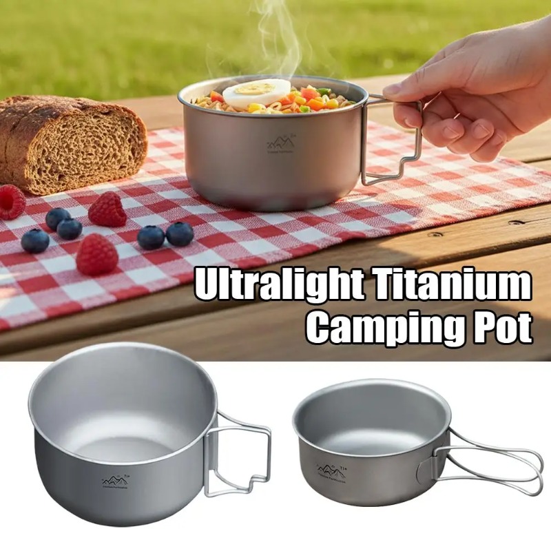 Camping Cooking Noodles - Ultralight Titanium Camping Pot Foldable Portable