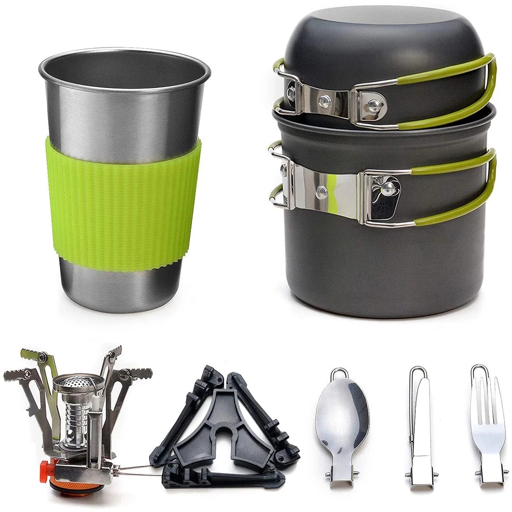 Camping Cooking Essentials - Camping Cookware Kit with Stove Outdoor