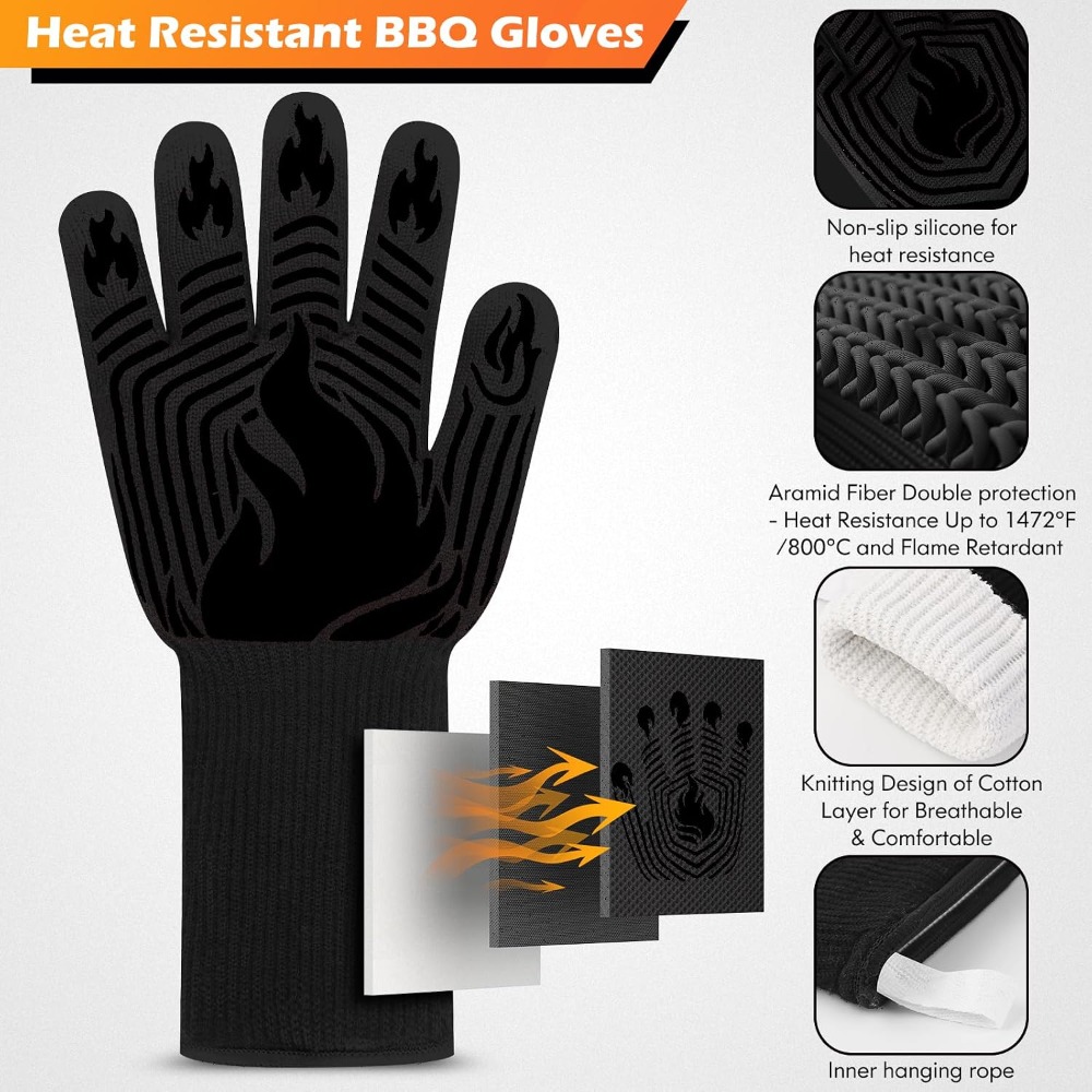 Camping With Cooking - BBQ Gloves, 1472°F Heat Resistant Gloves