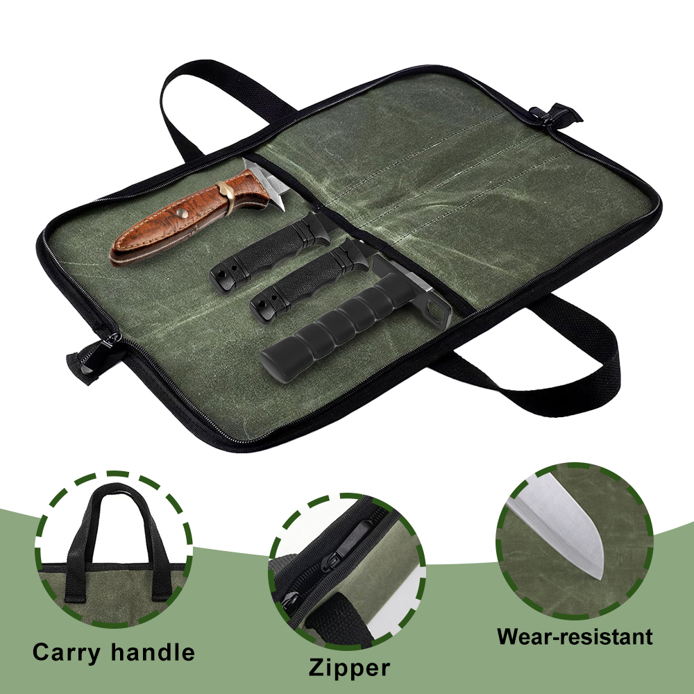 Waxed Canvas Knife Roll Bag Mu - огляд і ціна Camping Cooking Organizer