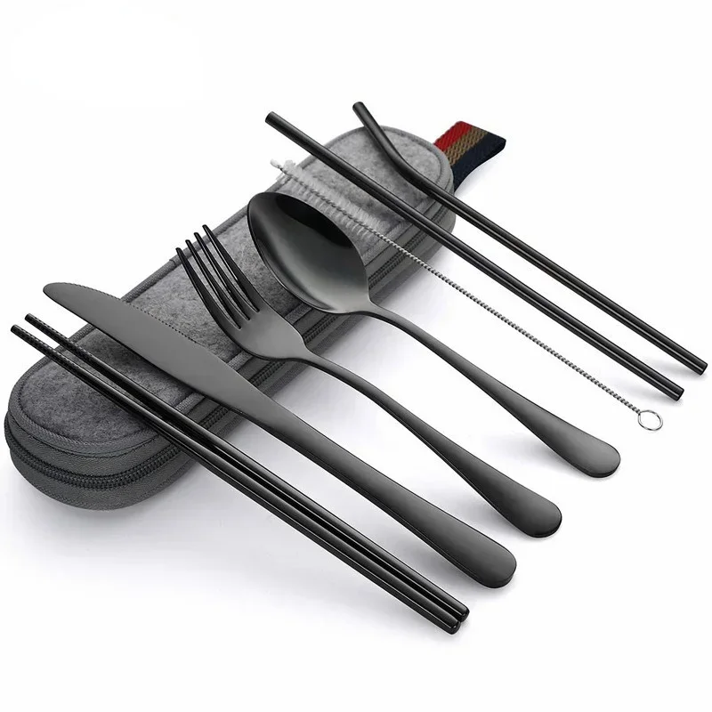 8Pcs/set Tableware Reusable Tr - огляд і ціна Camping Cooking Cutlery Set