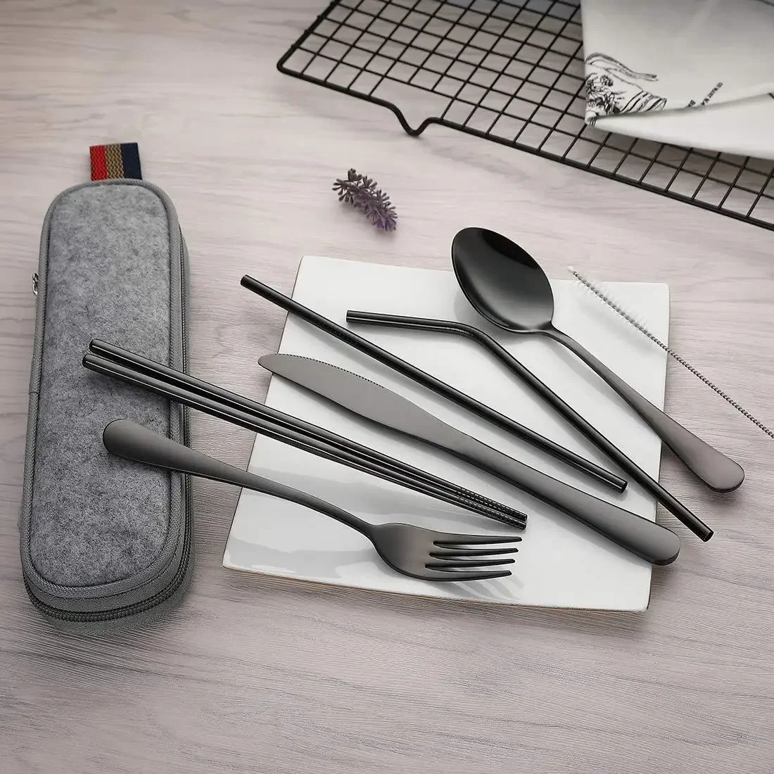 8Pcs/set Tableware Reusable Tr - огляд і ціна Camping Cooking Cutlery Set