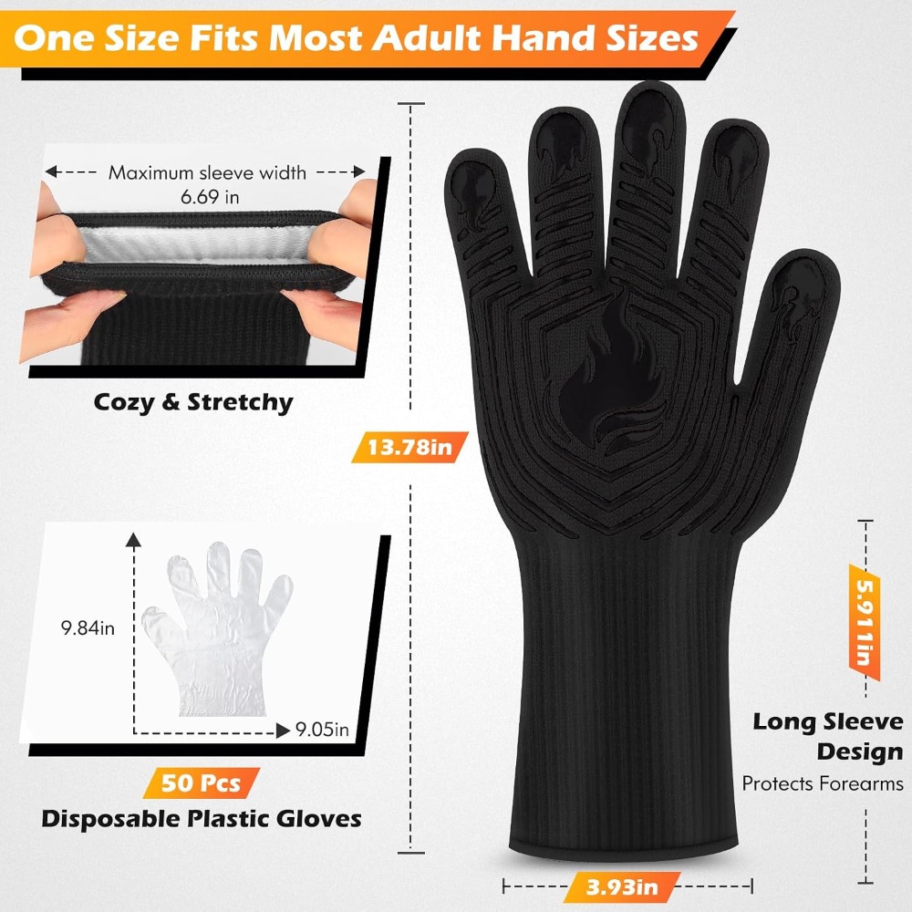 BBQ Gloves, 1472°F Heat Resist - огляд і ціна Camping With Cooking